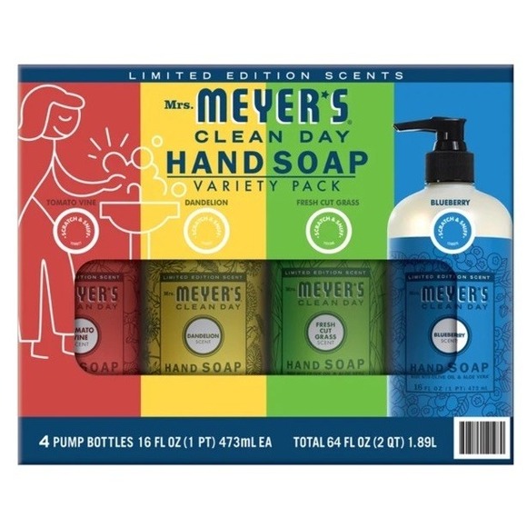 Meyers Other - Mrs. Meyers Clean Day Hand Soap Variety Pack 4x16 Fl Oz Blueberries Dandelion
